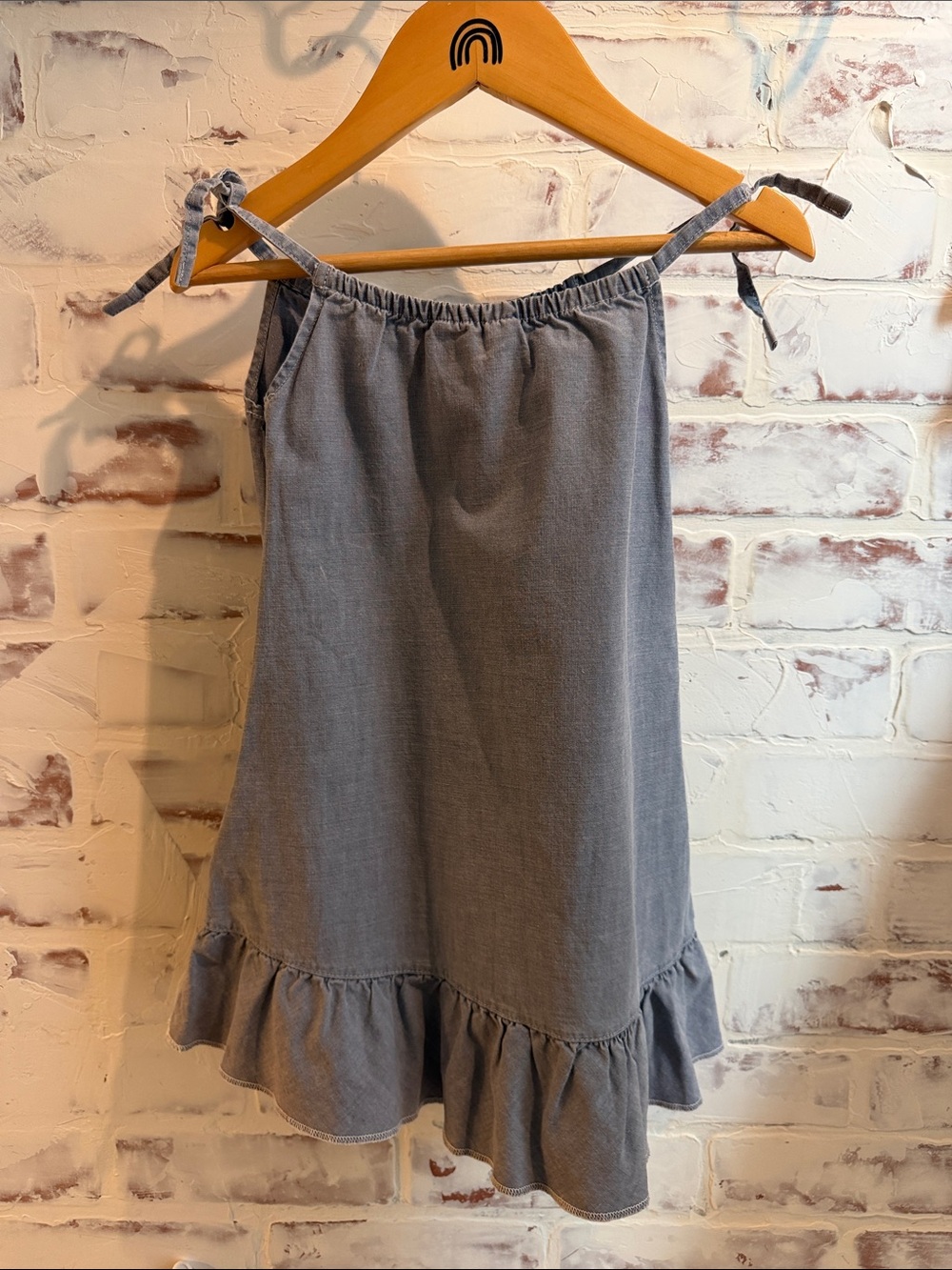 Ruffle-Hem Tie-Shoulder Dress